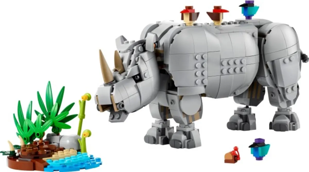 Wild Animals: Majestic Rhino with Birds set photo